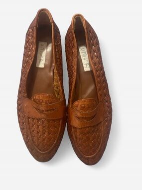 Unisa Woven Penny Loafers in Cognac